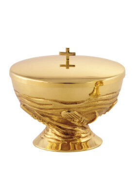 Ciborium aus vergoldetem Messing, mit Ährenmotiv