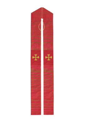 Rote Überstola mit eingewebtem Goldkreuz